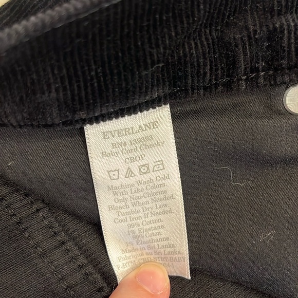 Everlane Baby Cord Cheeky Straight Crop Jeans | Black | Size 27x26 - Picture 7 of 15